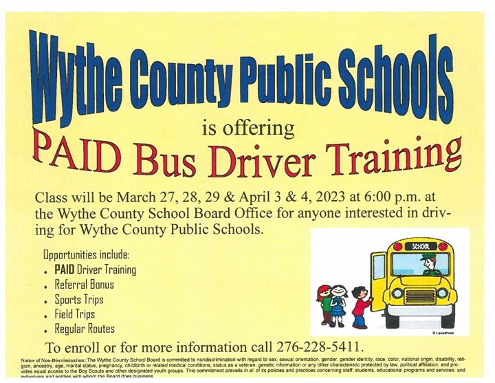 March 2023 Bus Drivier Training Flyer