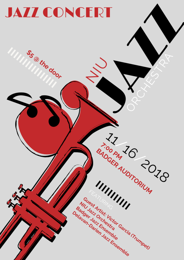 Badger High School will host the NIU Jazz Orchestra on FRIDAY, NOVEMBER 16 at 7:00 p.m. in the Badger Auditorium. Tickets are only $5! Get them at the door. The Delavan-Darien and Badger Jazz Ensembles will be featured, as well as, special guest artist, Victor Garcia on Trumpet. Badger High School will host the NIU Jazz Orchestra on FRIDAY, NOVEMBER 16 at 7:00 p.m. in the Badger Auditorium. Tickets are only $5! Get them at the door. The Delavan-Darien and Badger Jazz Ensembles will be featured, as well as, special guest artist, Victor Garcia on Trumpet.